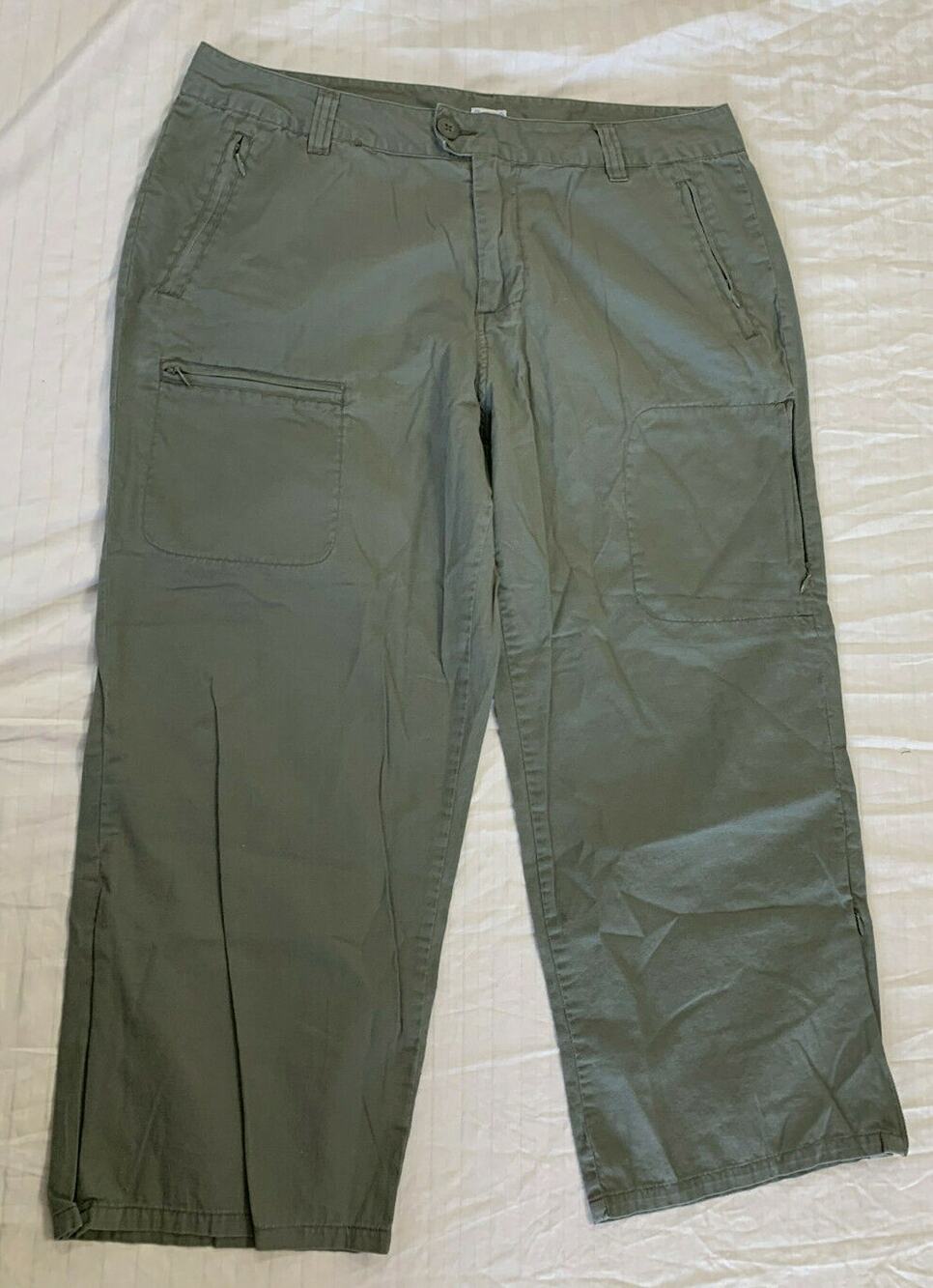 🐢🐢🐢 ROUTE WOMENS COTTON CARGO CAPRIS PANTS SIZE 14 🐢🐢🐢